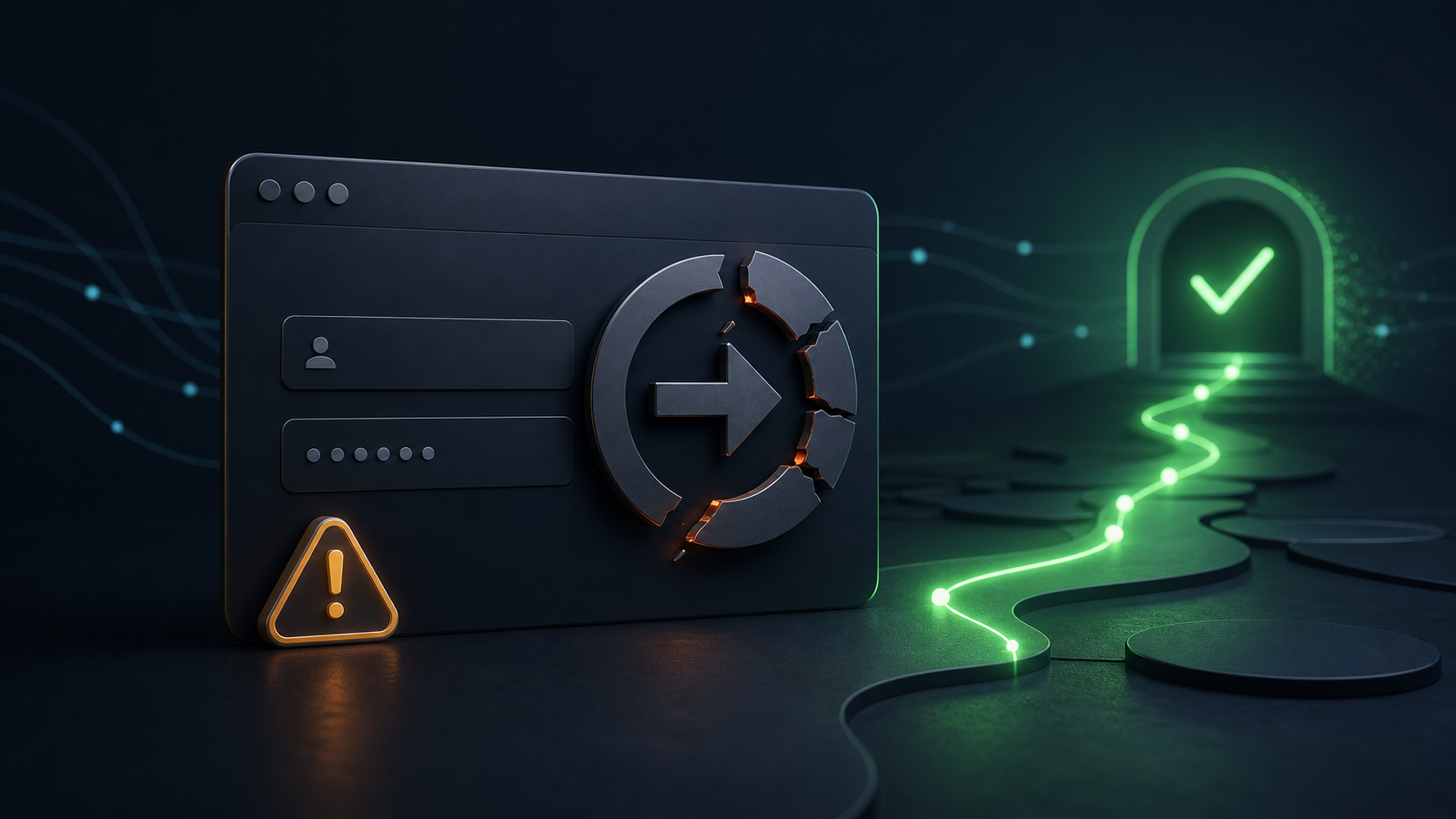 A broken account login path reconnecting to a successful sign-in